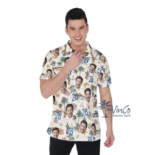 Birthday Gift Idea Custom Hawaiian Polo Shirts With Face And Age