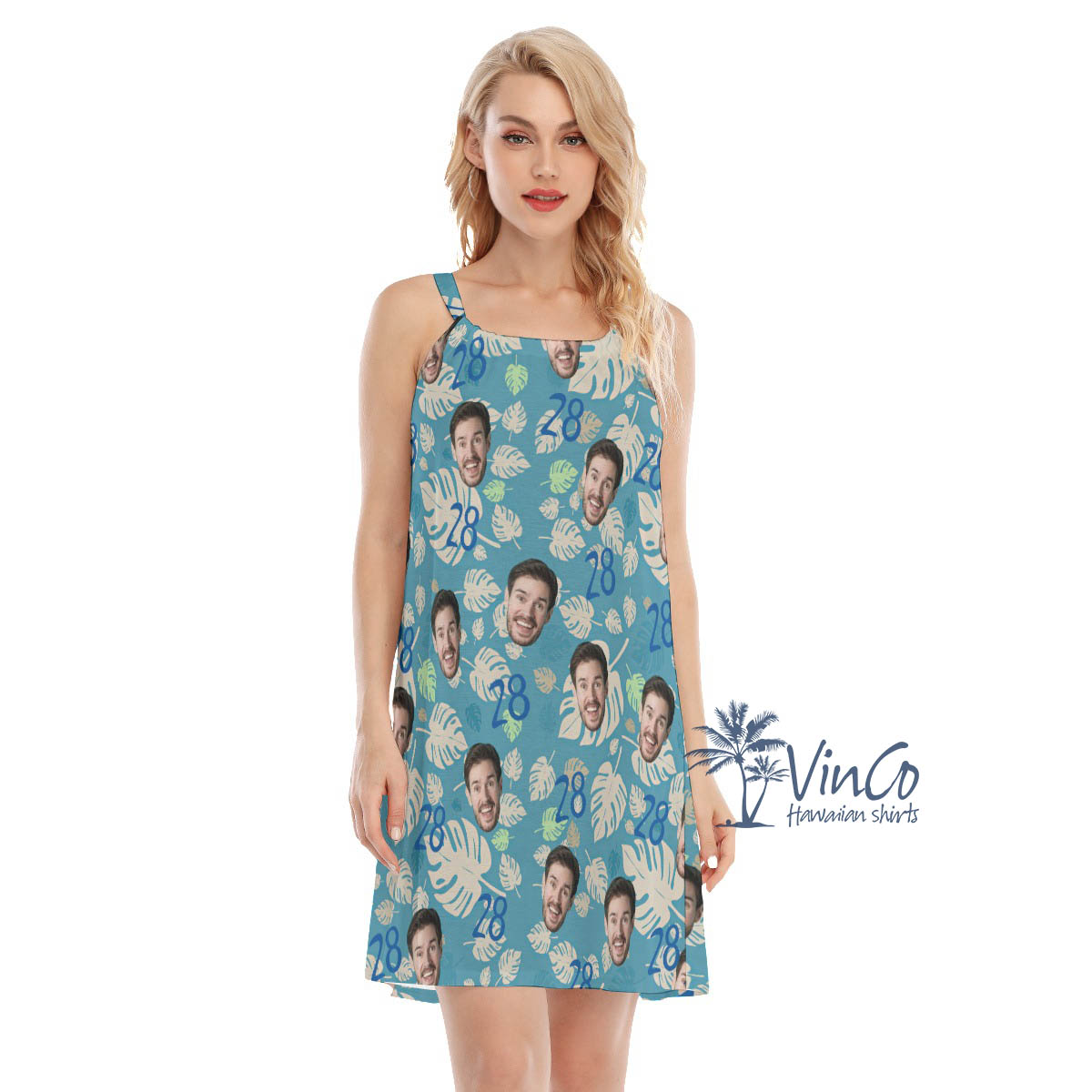 Funny Birthday Gift Custom Face Hawaiian Cami Dresses For Women - variant image 1