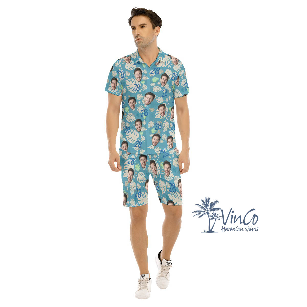 Set Birthday Hawaiian Shirt And Matching Shorts With Custom Face - variant image 1