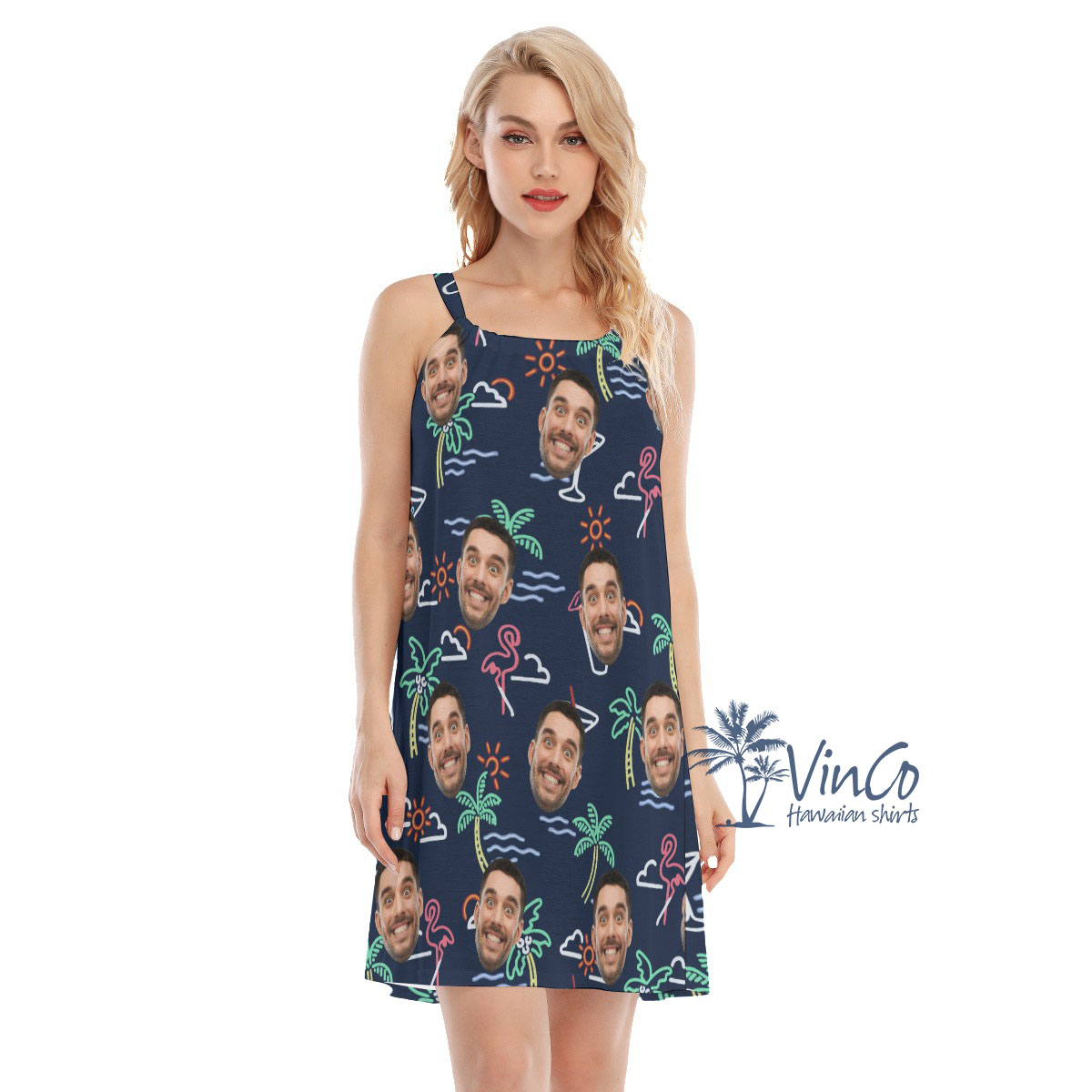 Beach Flamingo Custom Hawaiian Dress With Multiple Faces - variant image 1