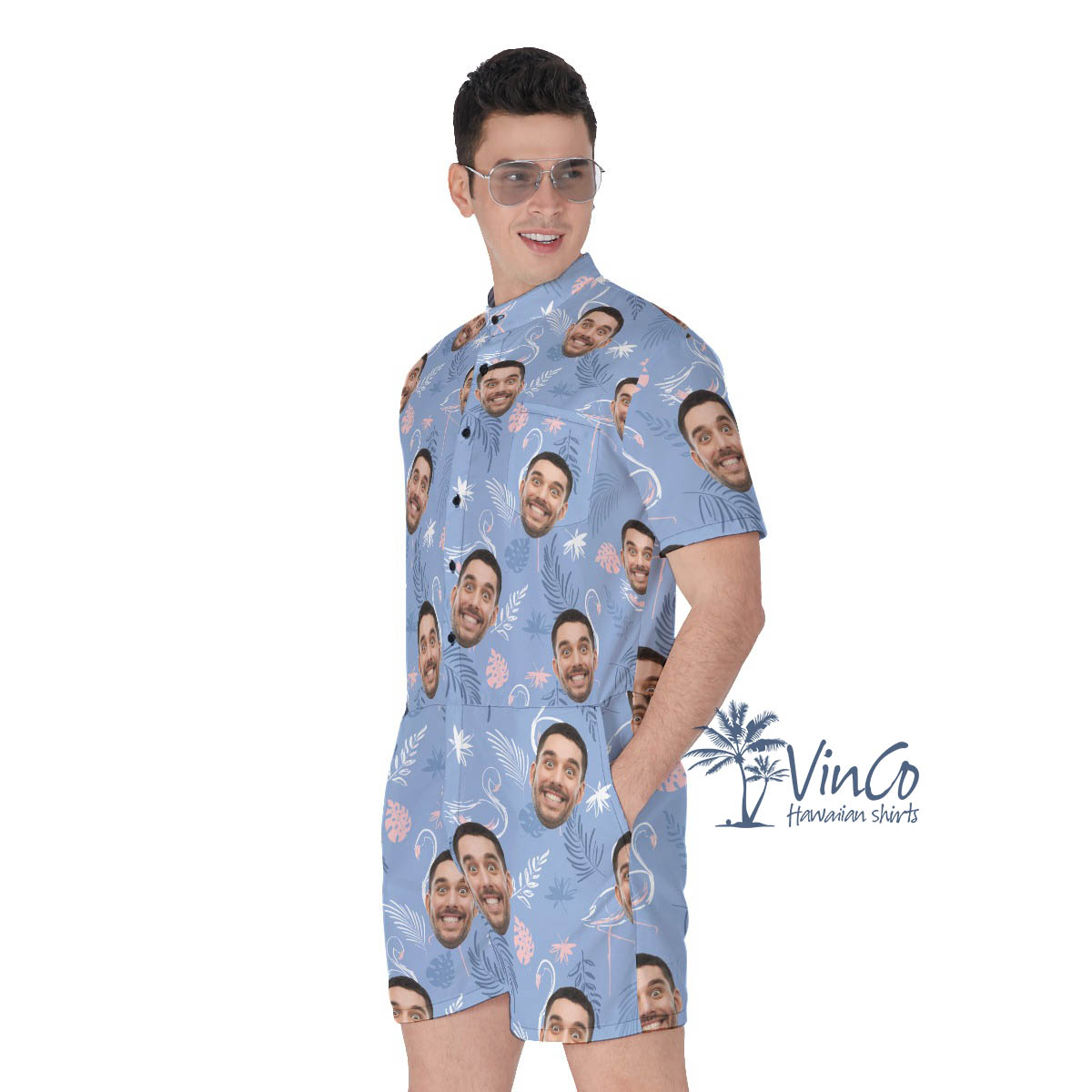Flamingo Custom Romper With Faces For Men