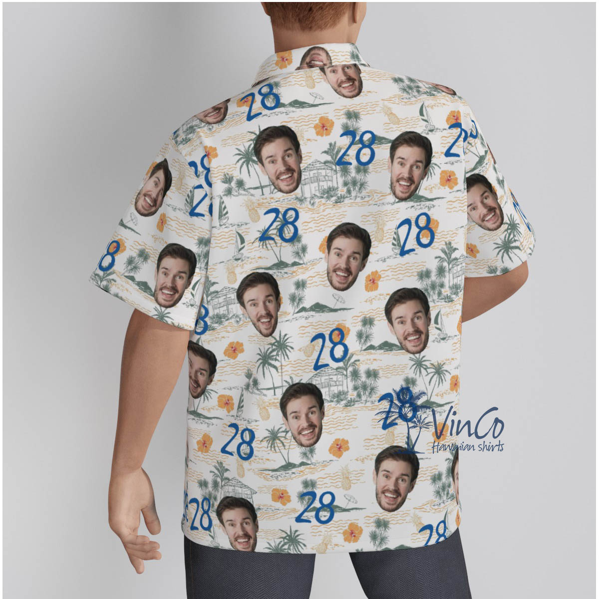 Tropical Hibiscus Birthday Hawaiian Shirt With Custom Face And Age