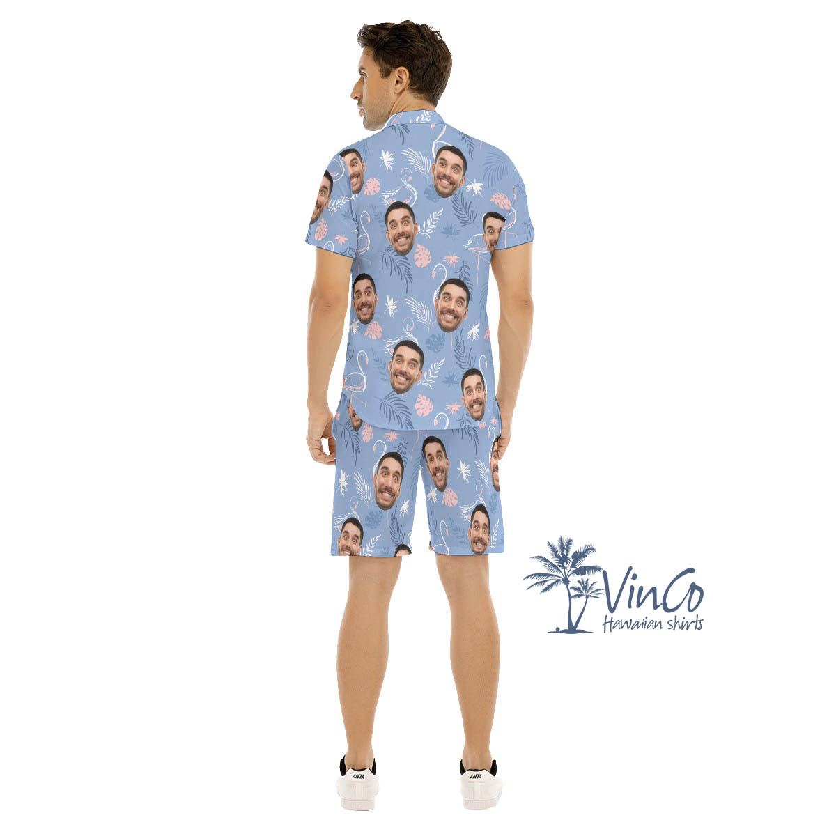 Flamingo Custom Hawaiian Shirt Set With Faces