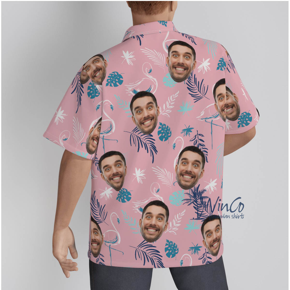 Pink Flamingo Custom Hawaiian Shirts With Faces For Men