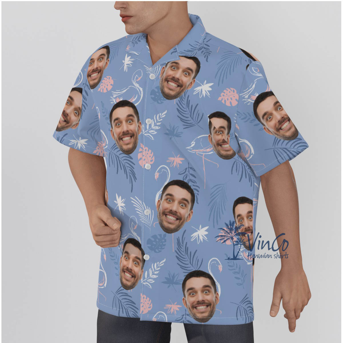 Funny Flamingo Custom Hawaiian Shirt With Faces