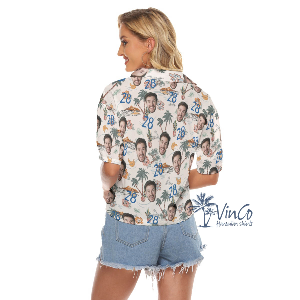 Tropical Island Birthday Hawaiian Crop Top Shirt With Custom Face And Age