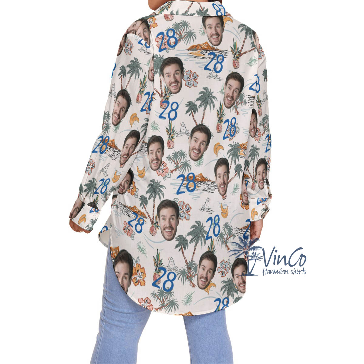 Custom Birthday Tropical Hawaiian Plus Size Shirt With Face And Age