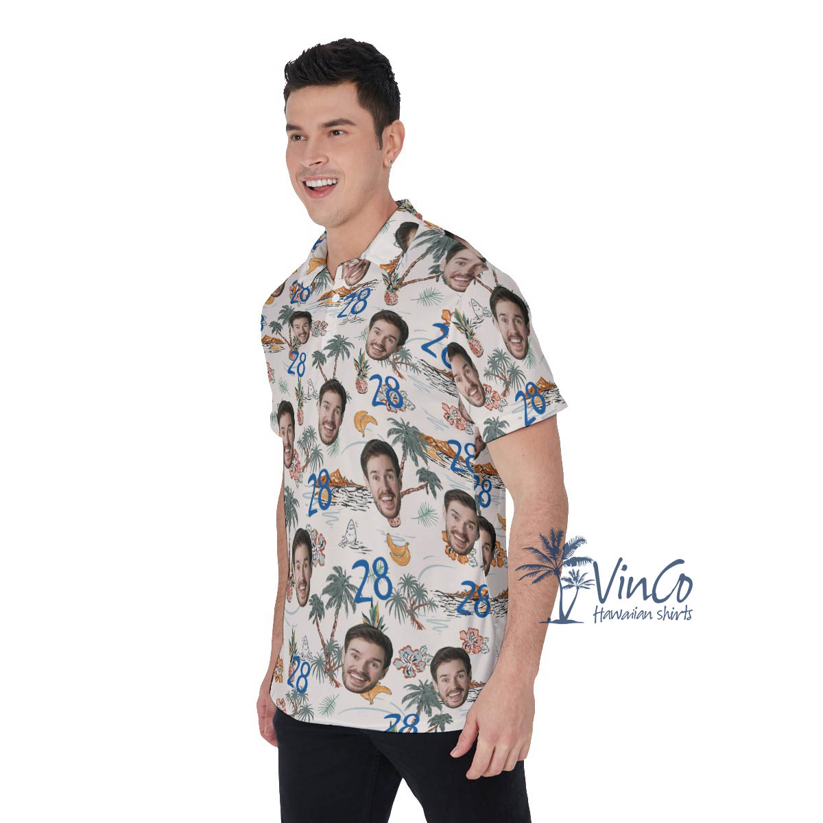 Birthday Gift Idea Custom Hawaiian Polo Shirts With Face And Age