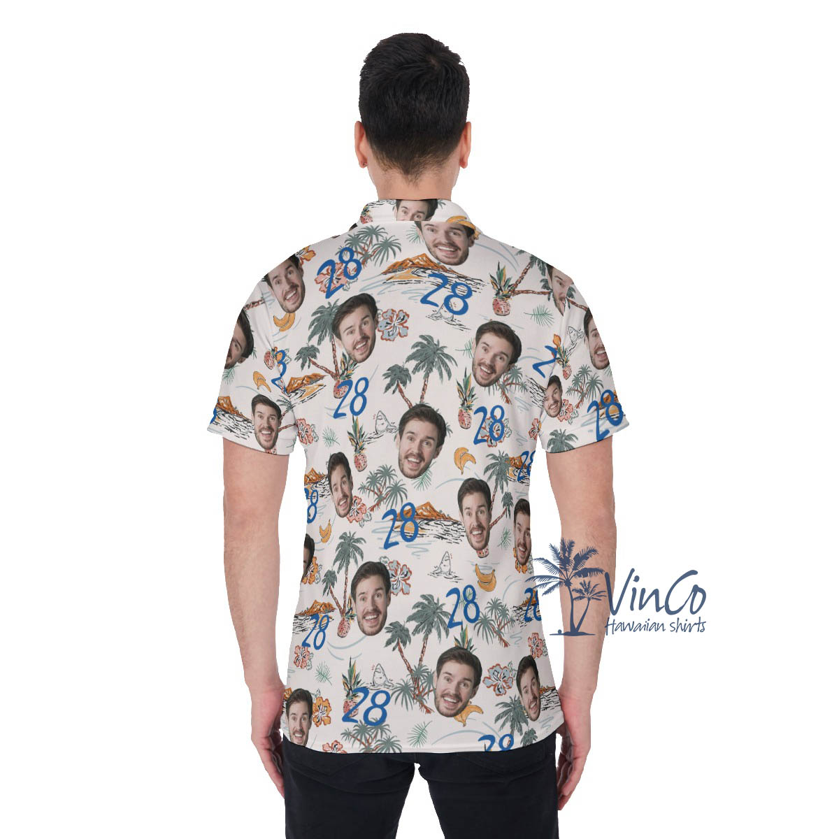 Birthday Gift Idea Custom Hawaiian Polo Shirts With Face And Age