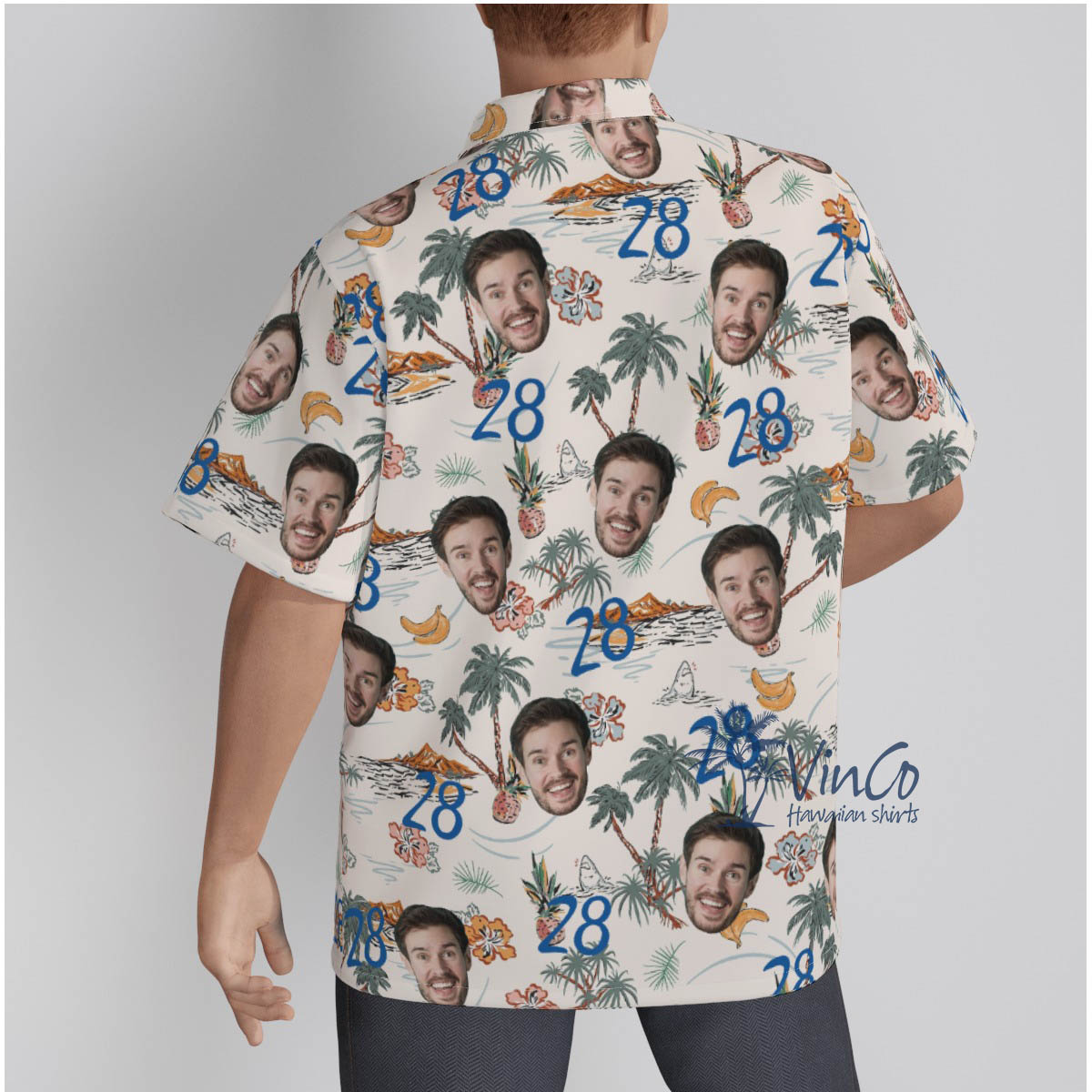 Custom Birthday Tropical Palm Tree Hawaiian Shirts With Face And Age
