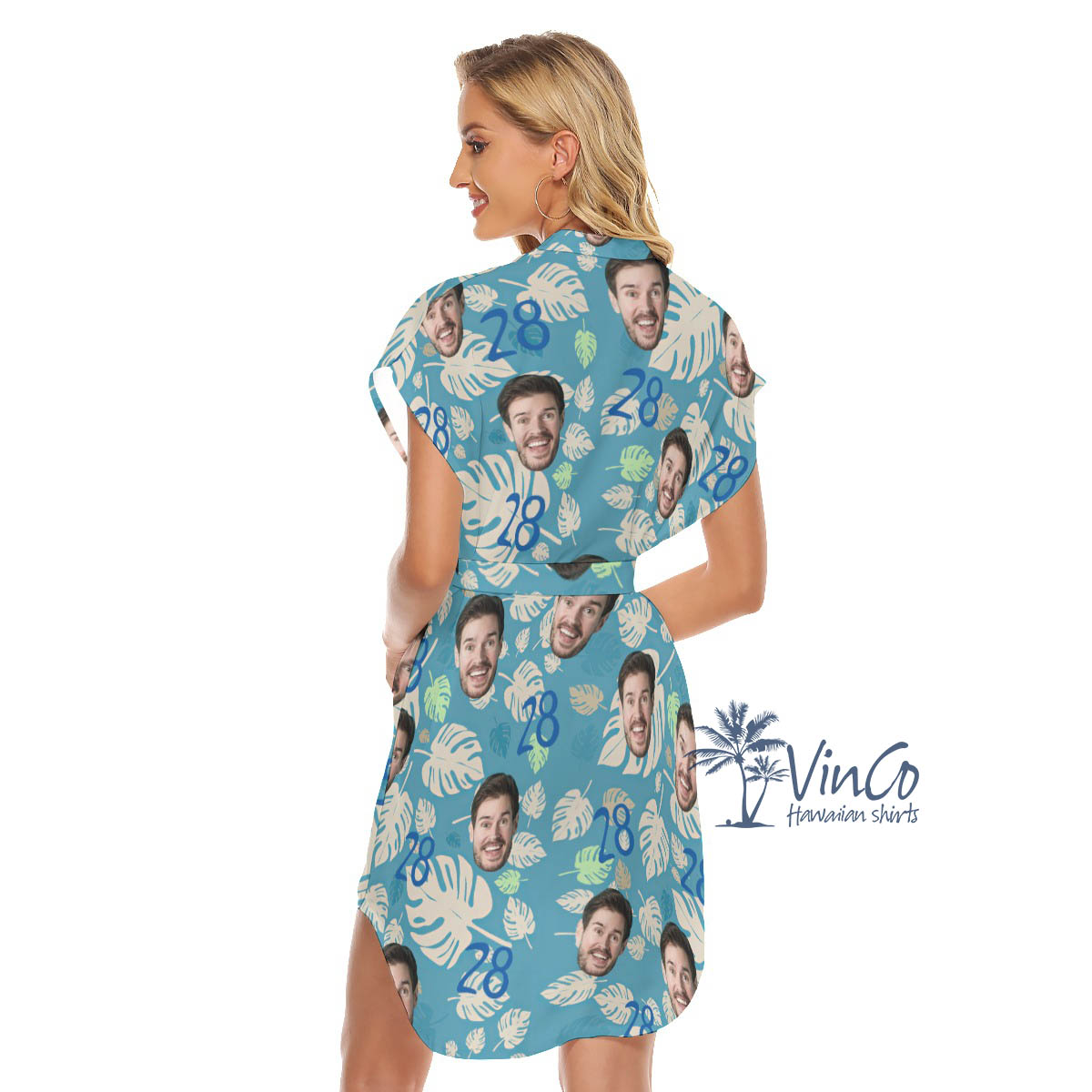Custom Face Birthday Blue Hawaiian Dresses For Women