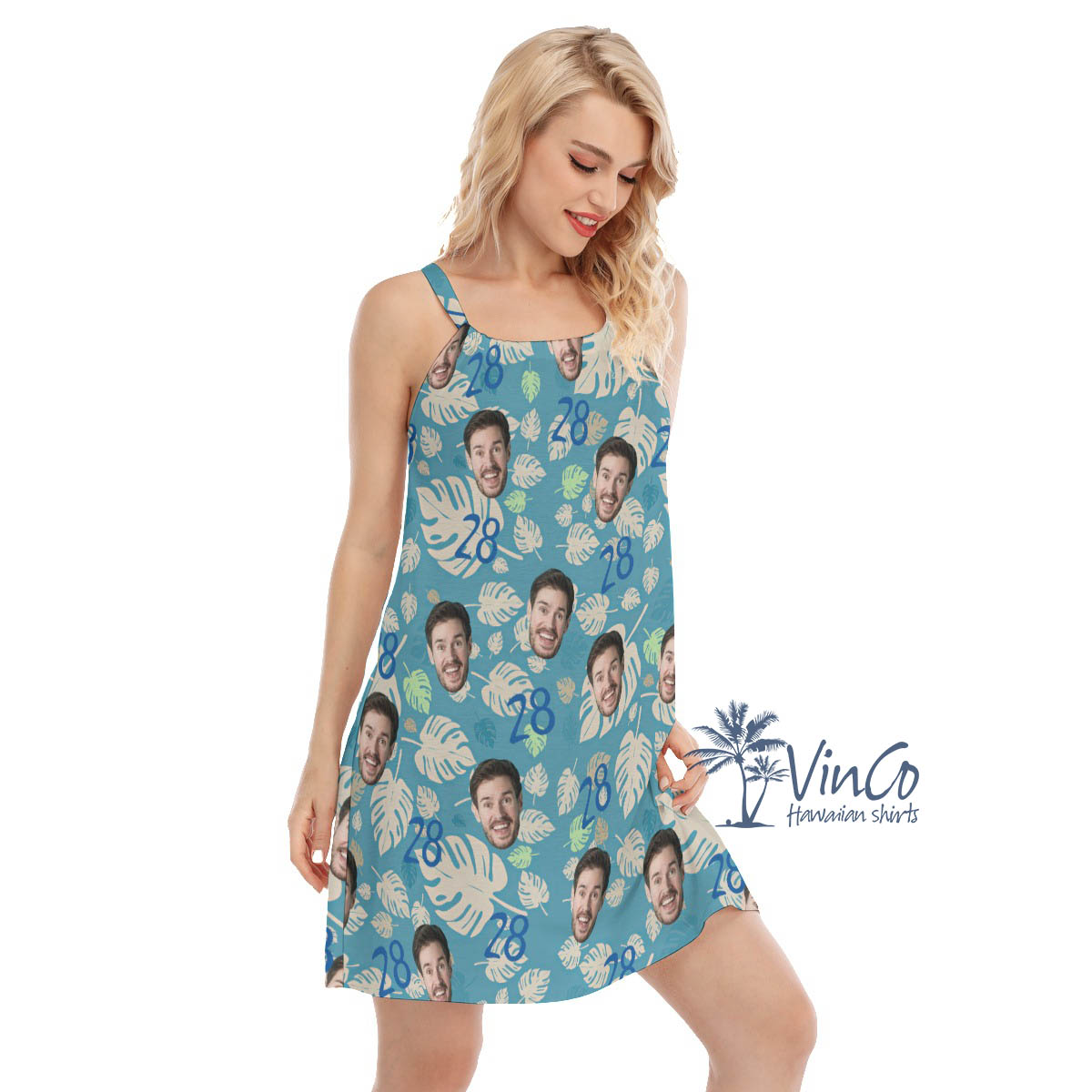 Funny Birthday Gift Custom Face Hawaiian Cami Dresses For Women