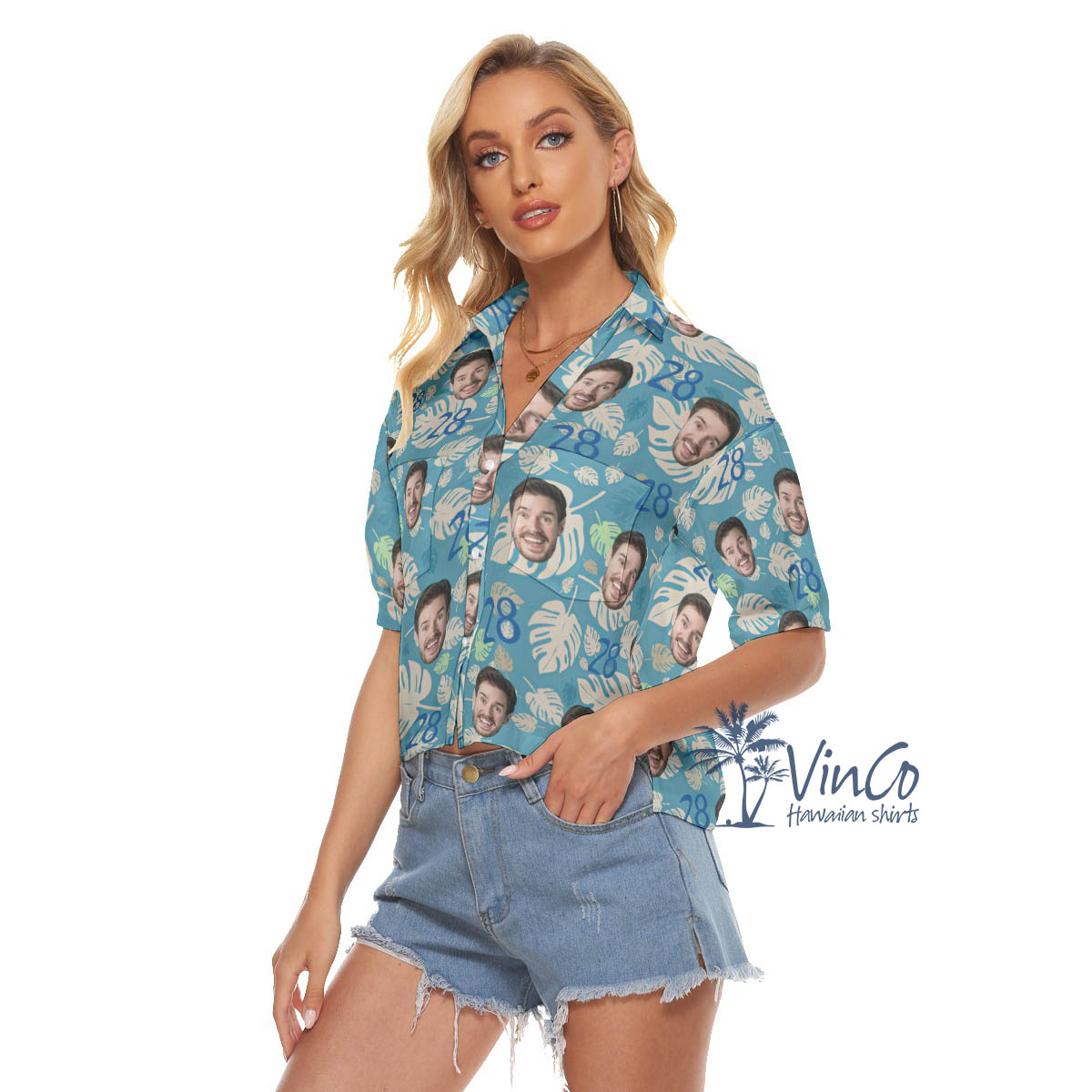 Funny Custom Birthday Aloha Crop Top Shirt With Face And Age