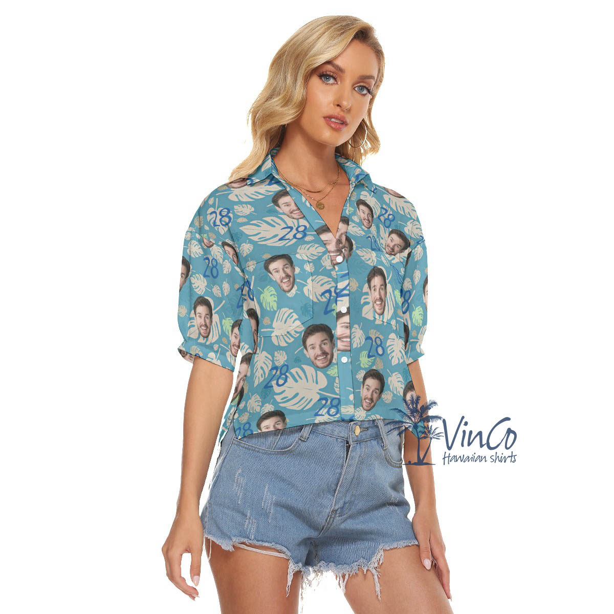 Funny Custom Birthday Aloha Crop Top Shirt With Face And Age