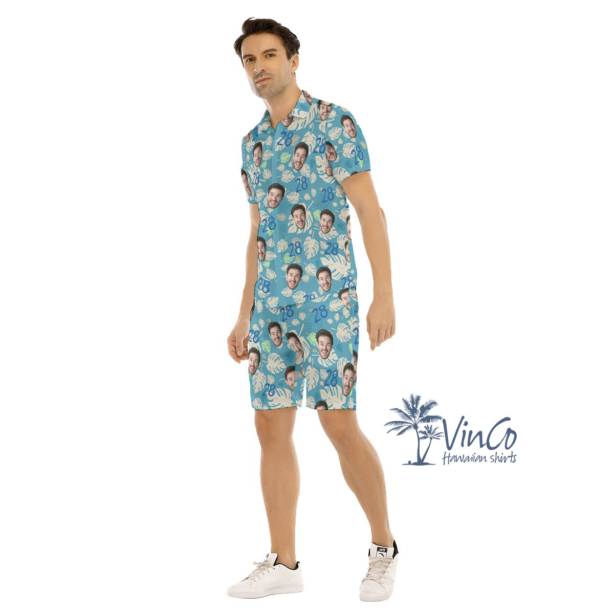 Set Birthday Hawaiian Shirt And Matching Shorts With Custom Face