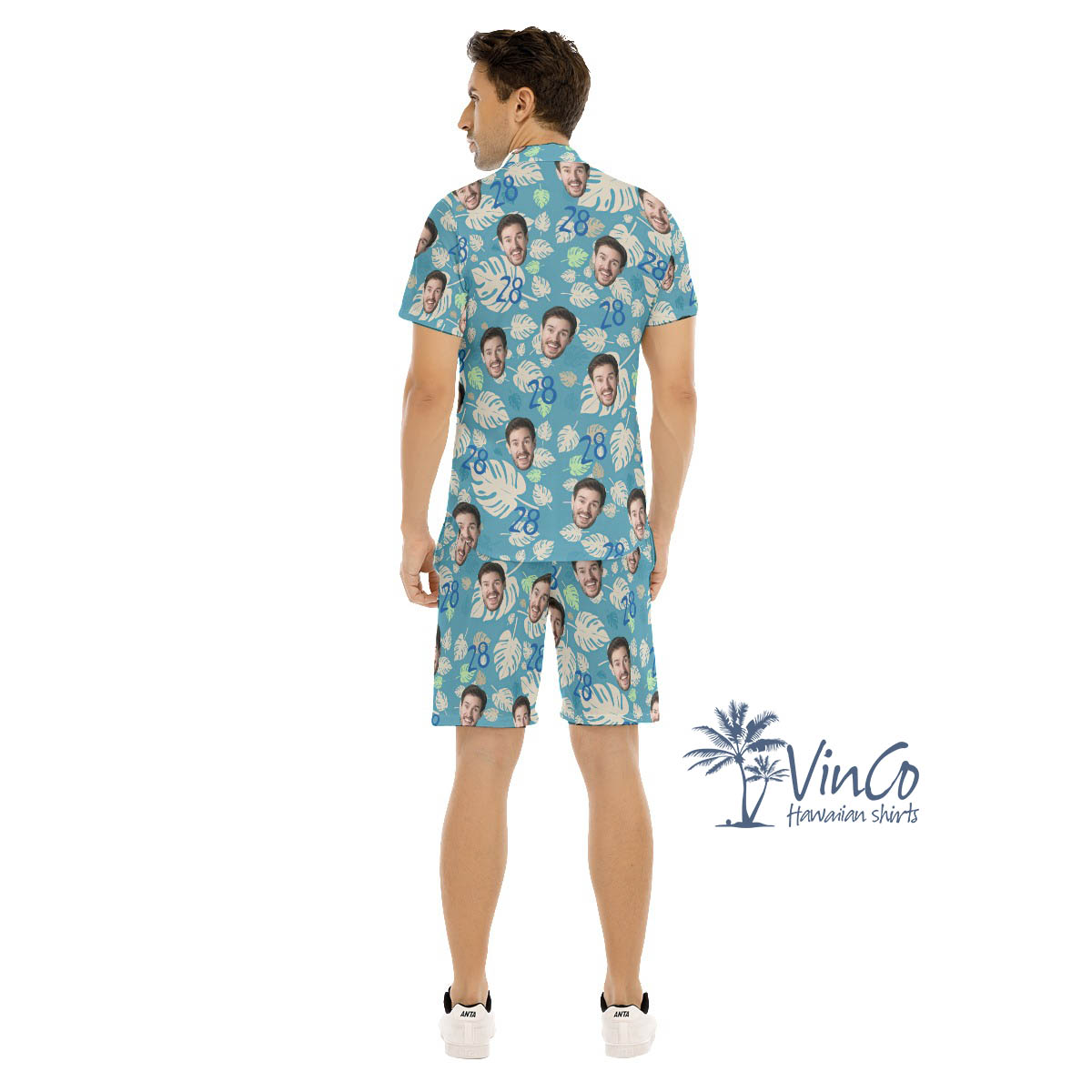 Set Birthday Hawaiian Shirt And Matching Shorts With Custom Face
