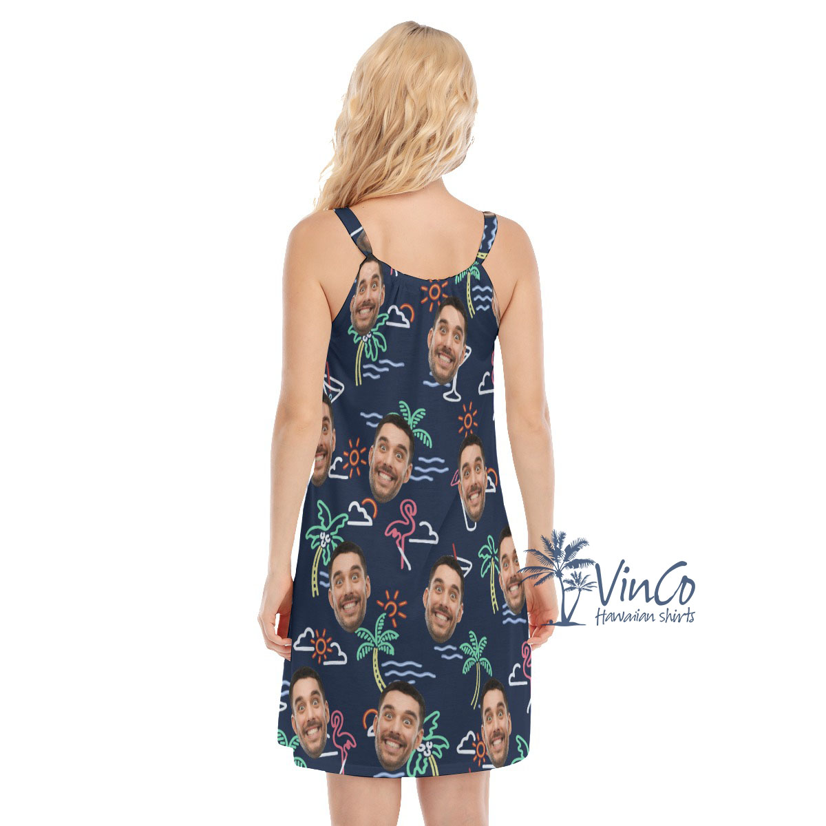 Beach Flamingo Custom Hawaiian Dress With Multiple Faces