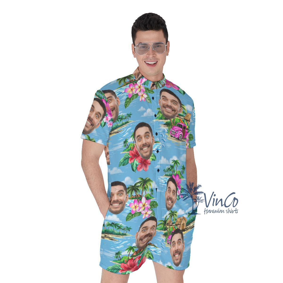 Vintage Beach Blue Custom Men's Romper Multiple Faces - variant image 1