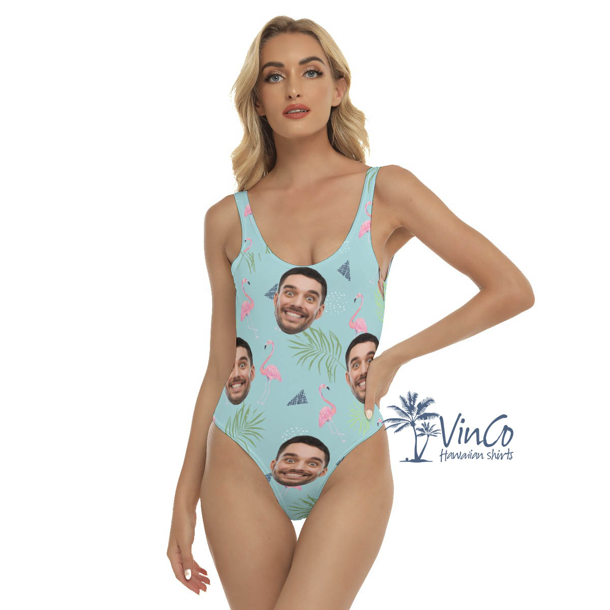 Custom Face Flamingo Aloha Swimsuit For Women - variant image 1