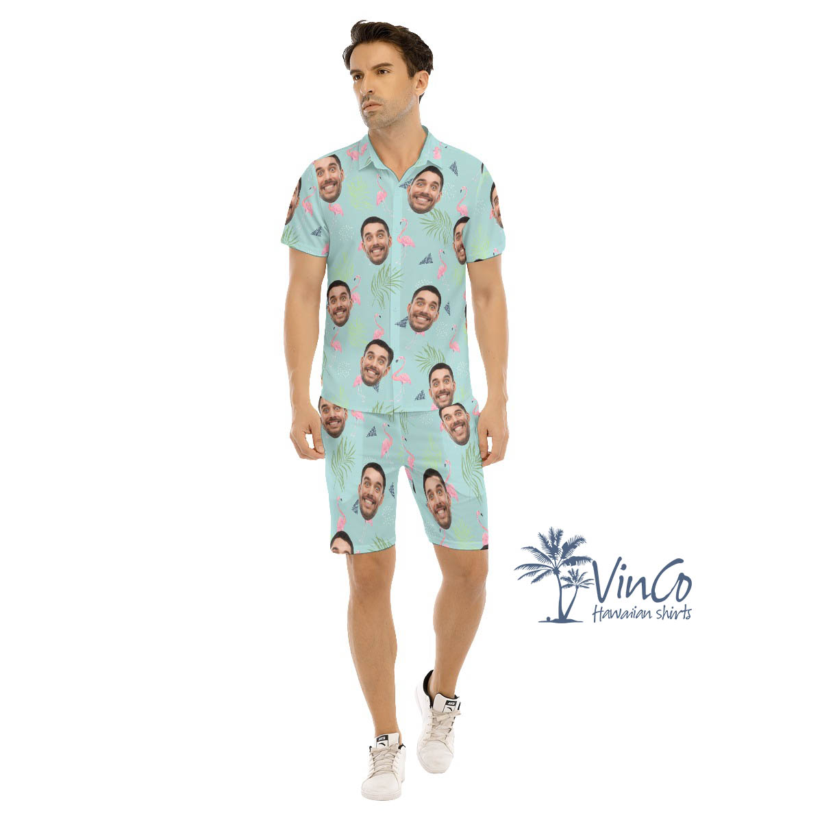 Flamingo Custom Hawaiian Shirt Shorts With Face For Men - variant image 1