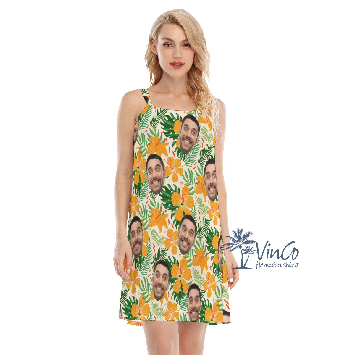 Hibiscus Floral Custom Women's Cami Dress With Face - variant image 1