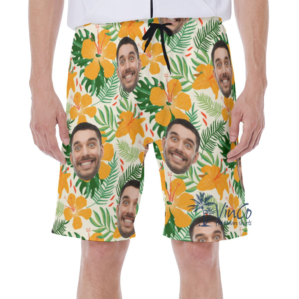 Hibiscus Floral Custom Hawaiian Swim Trunks With Multiple Faces - variant image 1