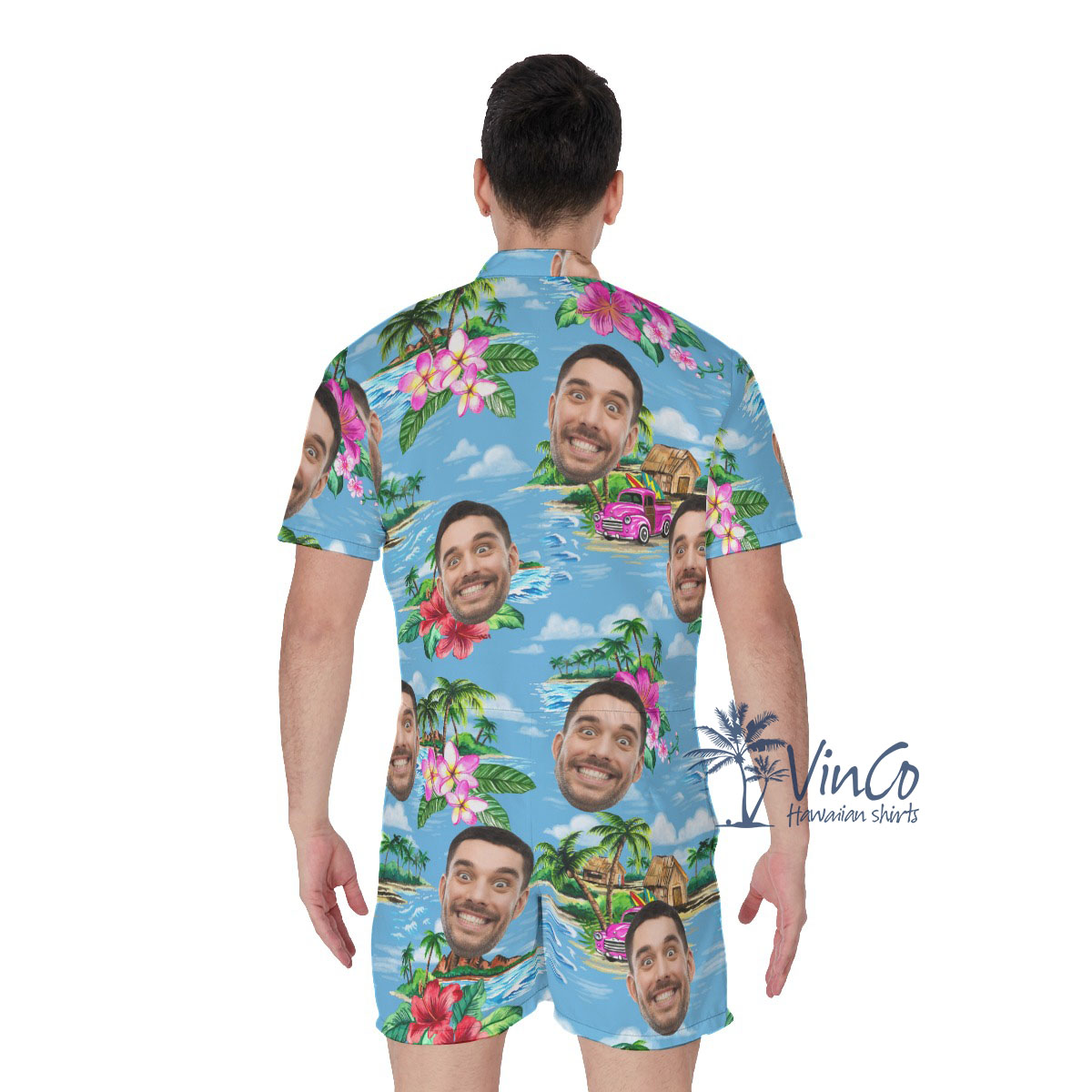 Vintage Beach Blue Custom Men's Romper Multiple Faces
