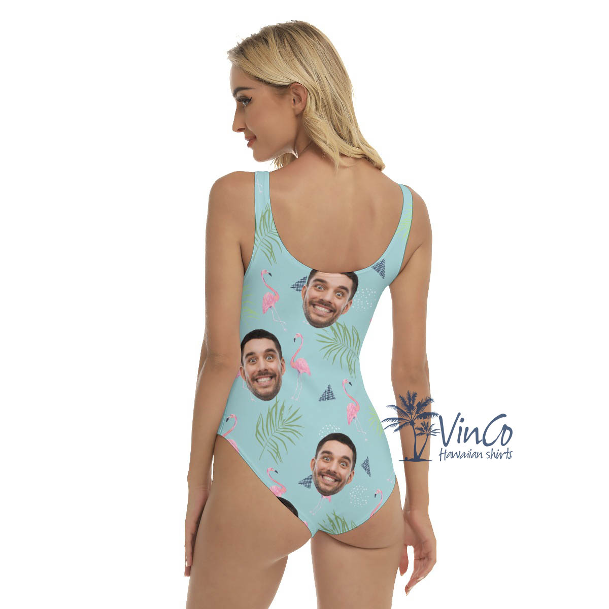 Custom Face Flamingo Aloha Swimsuit For Women