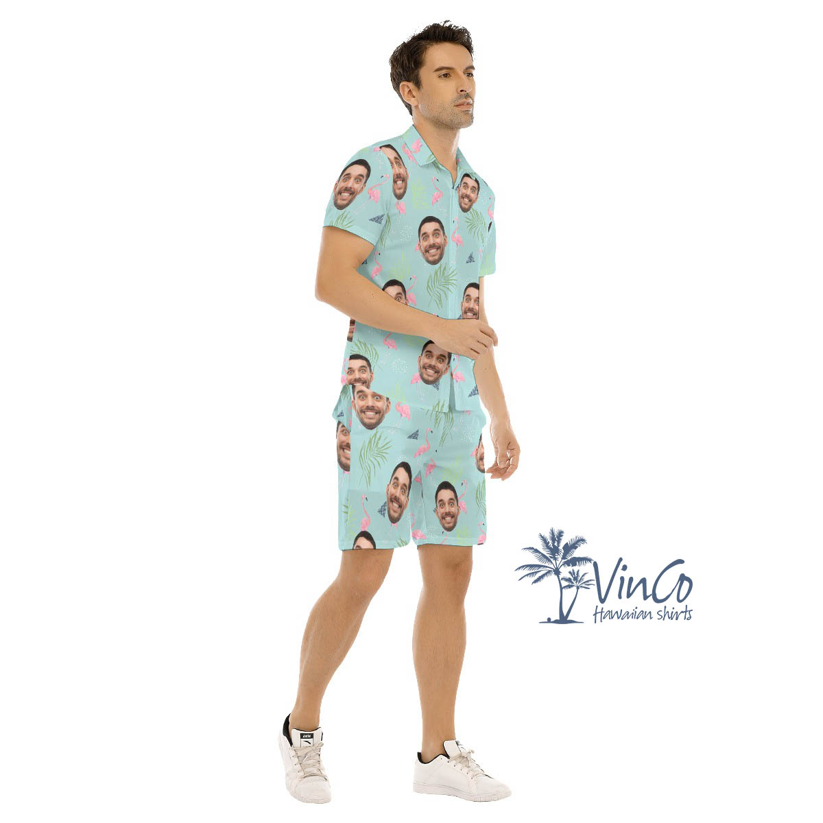 Flamingo Custom Hawaiian Shirt Shorts With Face For Men
