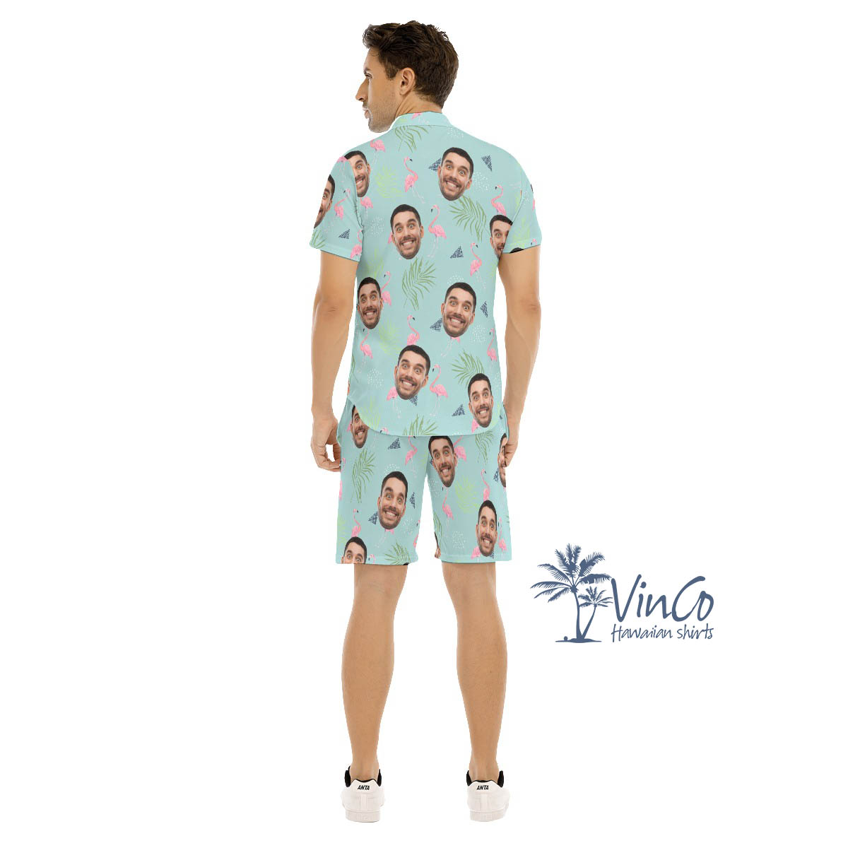 Flamingo Custom Hawaiian Shirt Shorts With Face For Men
