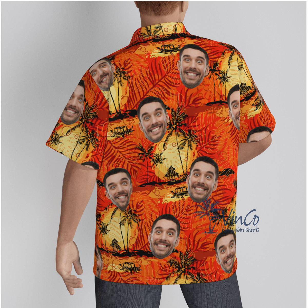 Vintage Orange Custom Hawaiian Shirt With Face