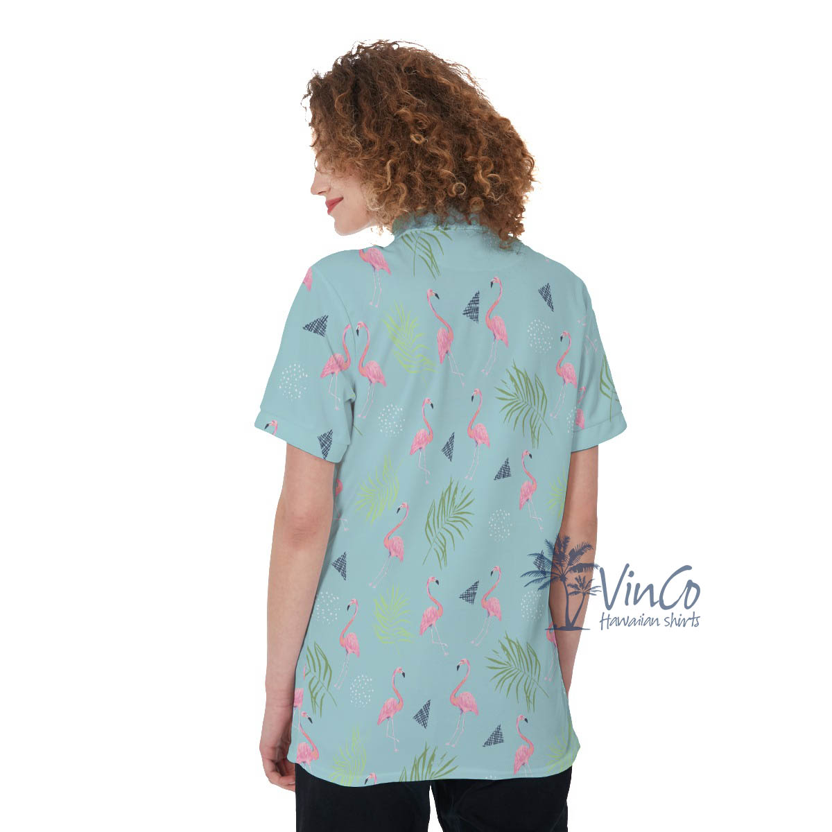 Flamingo Hawaiian Polo Golf Shirt For Women