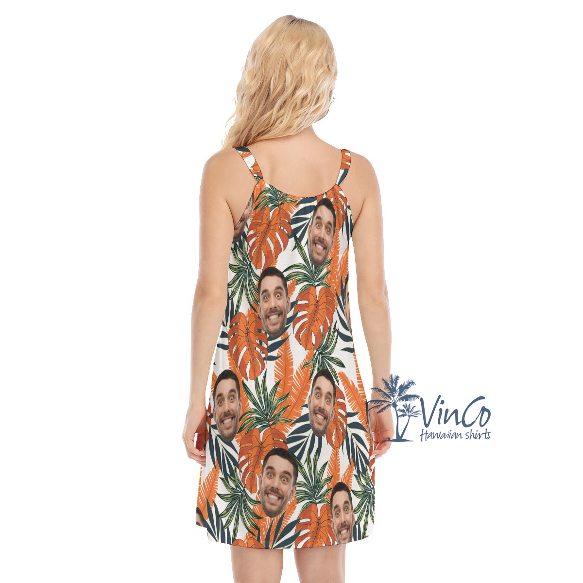 Tropical Leaf Custom Face Women's Cami Dress