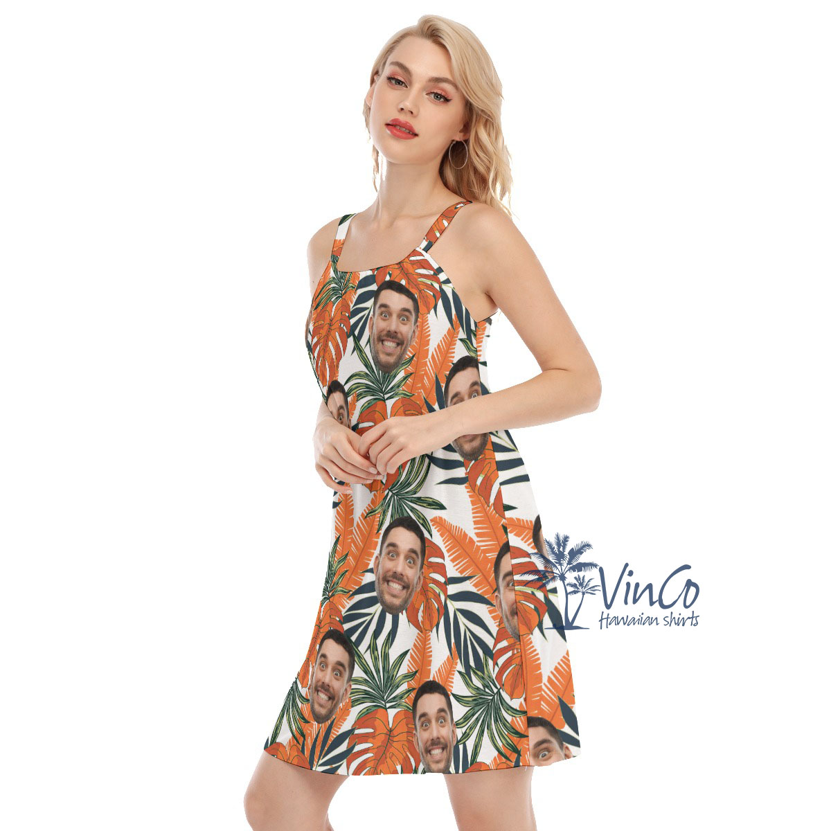 Tropical Leaf Custom Face Women's Cami Dress