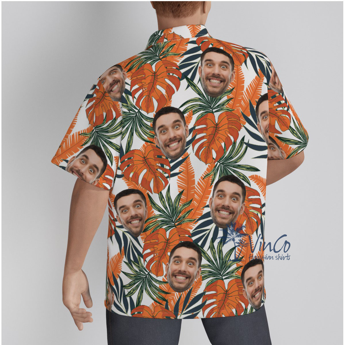 Tropical Leaf Custom Face Hawaiian Shirt For Men