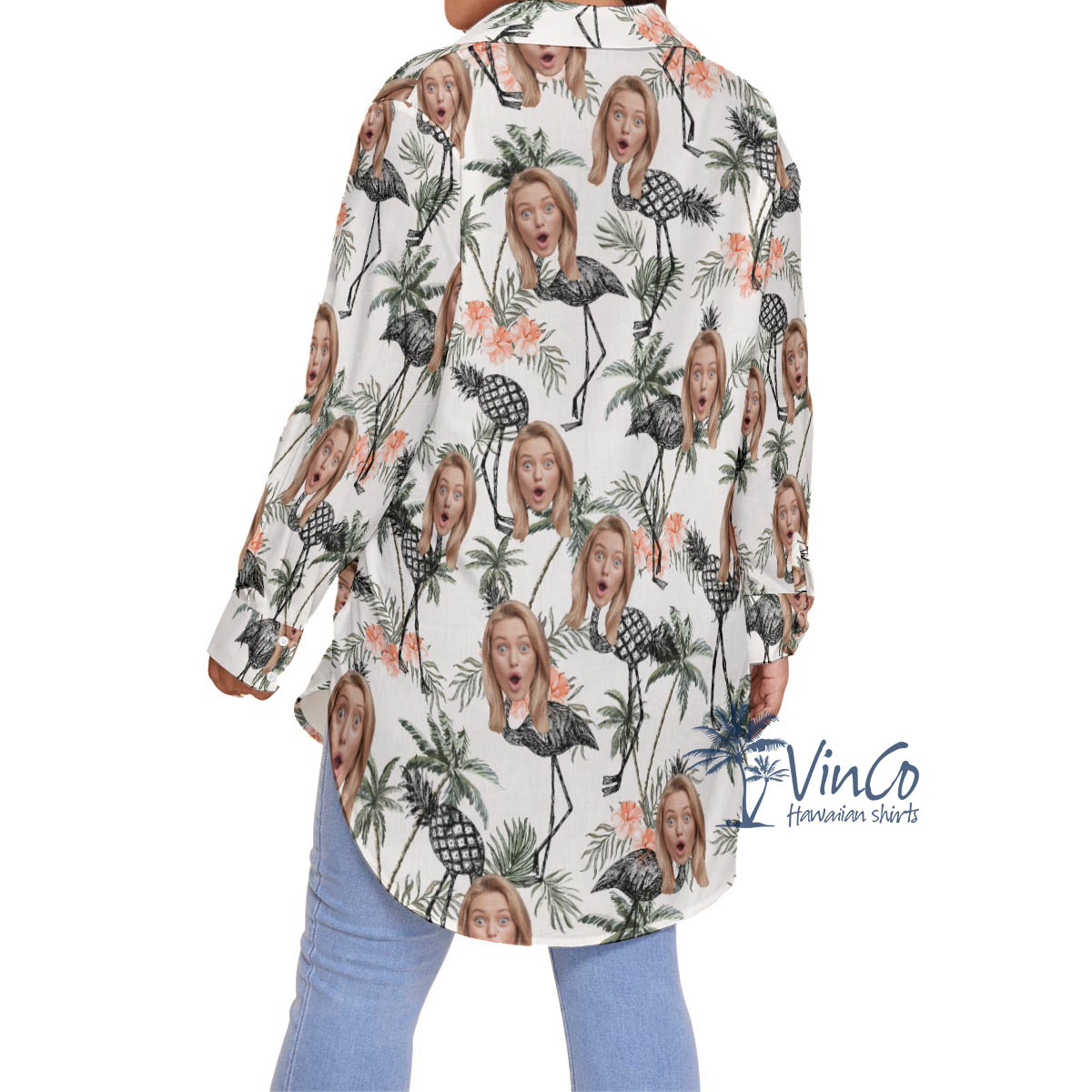 Funny Custom Face Pineapple Flamingo Tropical Hawaiian Plus Size Shirt