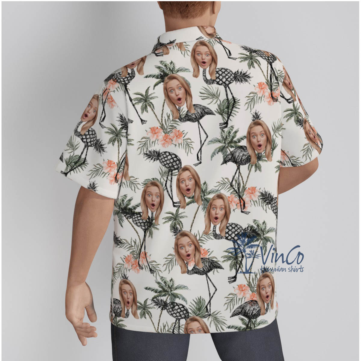 Pineapple Flamingo Tropical Hawaiian Shirt With Custom Face
