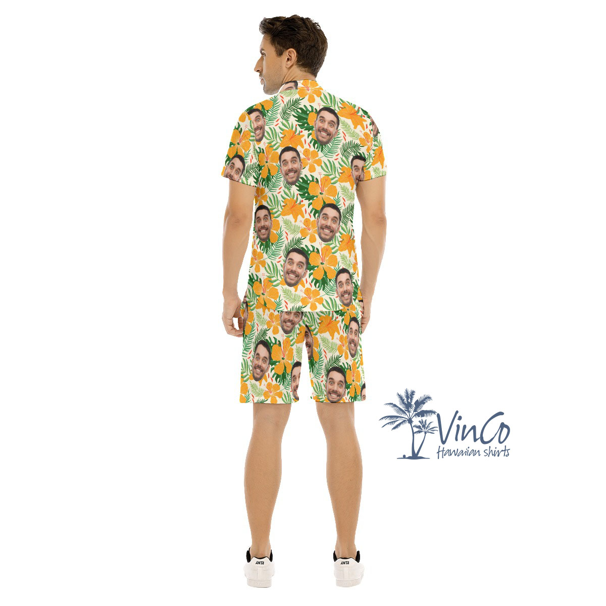 Hibiscus Floral Custom Men's Hawaiian Set With Multiple Faces