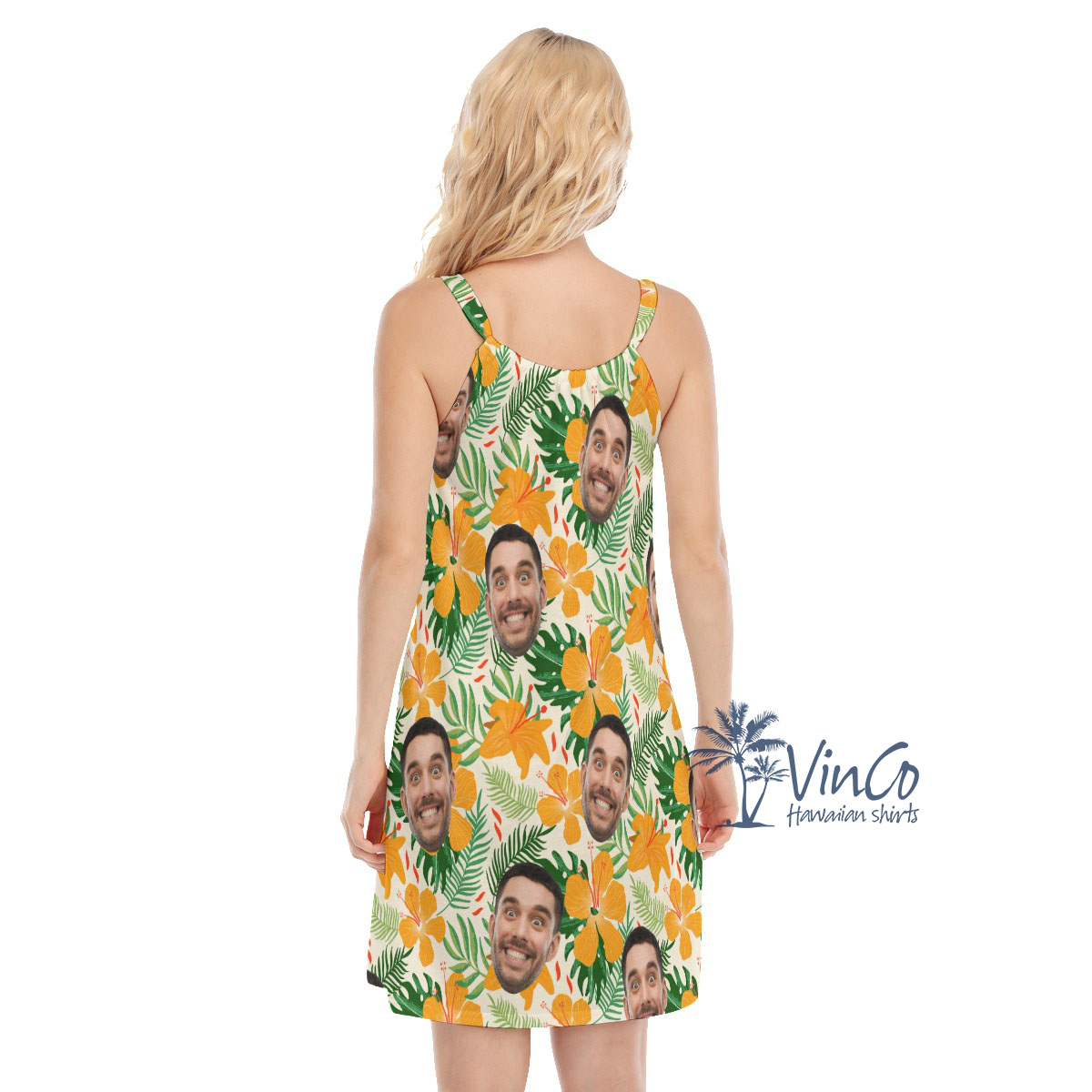 Hibiscus Floral Custom Women's Cami Dress With Face