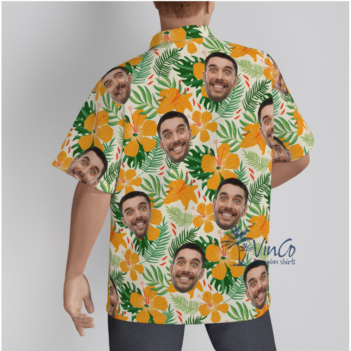 Hibiscus Tropical Custom Face Hawaiian Shirt For Men