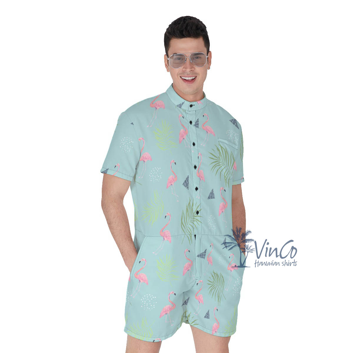 Men's Flamingo Tropical Rompers - variant image 1