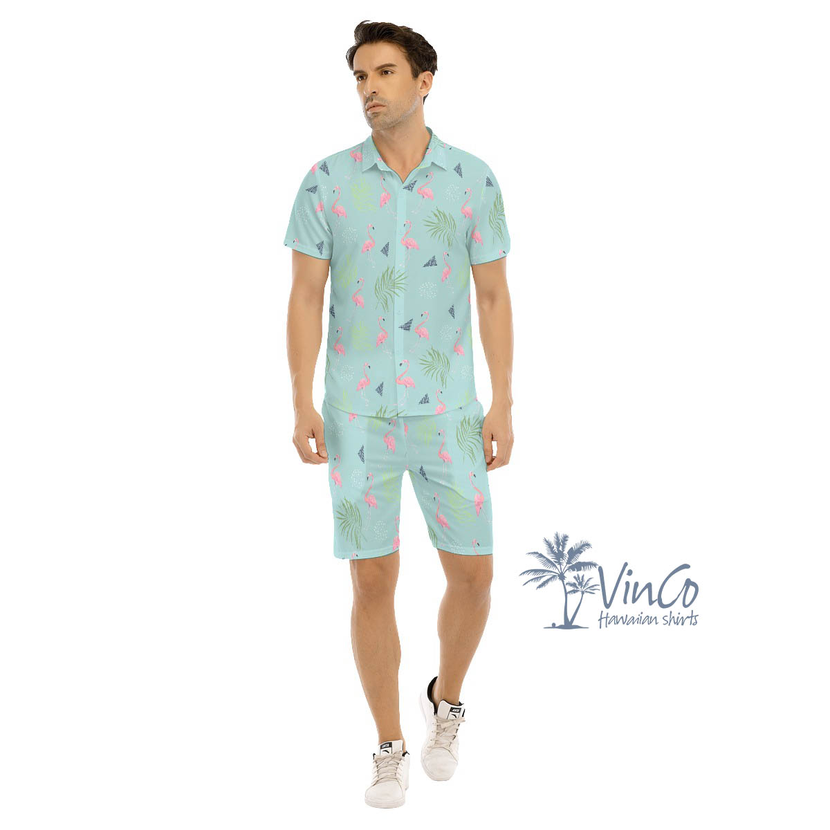 Men's Flamingo Aloha Shirt And Shorts Set - variant image 1
