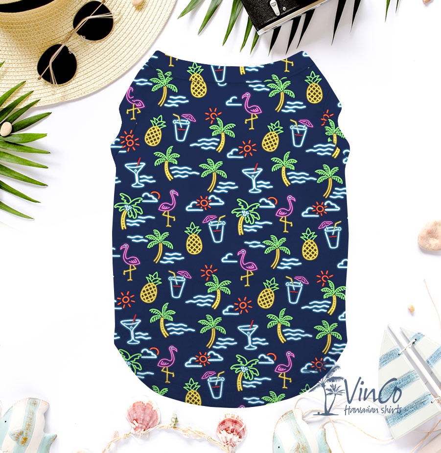 Flamingo Hawaiian Shirt Tank Top For Dogs - variant image 1