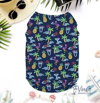 Flamingo Hawaiian Shirt Tank Top For Dogs
