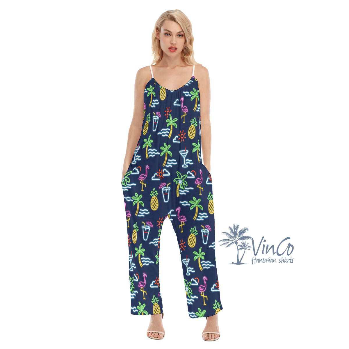 Beach Party Flamingo Hawaiian Jumpsuit For Women - variant image 1
