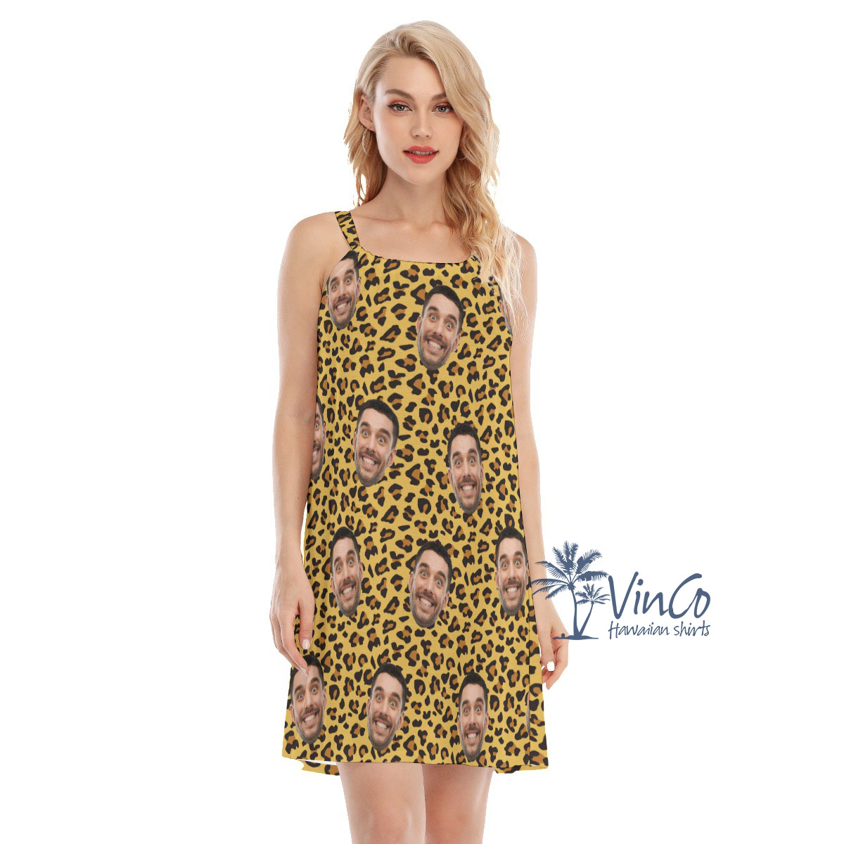 Cool Leopard Custom Face Cami Dress For Women - variant image 1