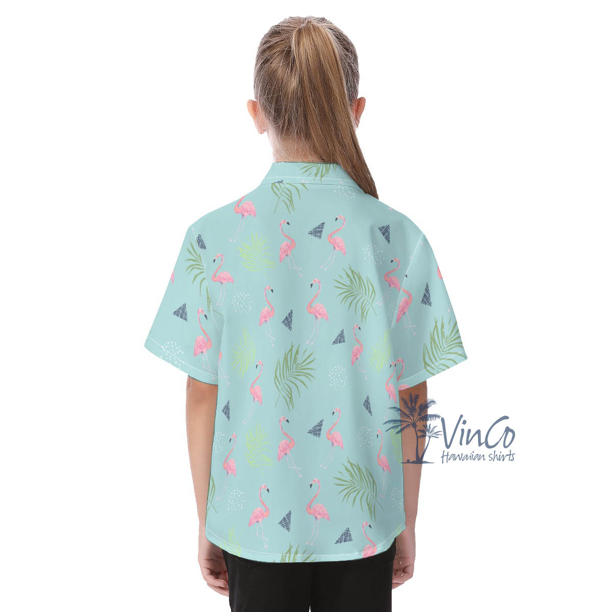 Flamingo Button Up Hawaiian Shirt For Kids