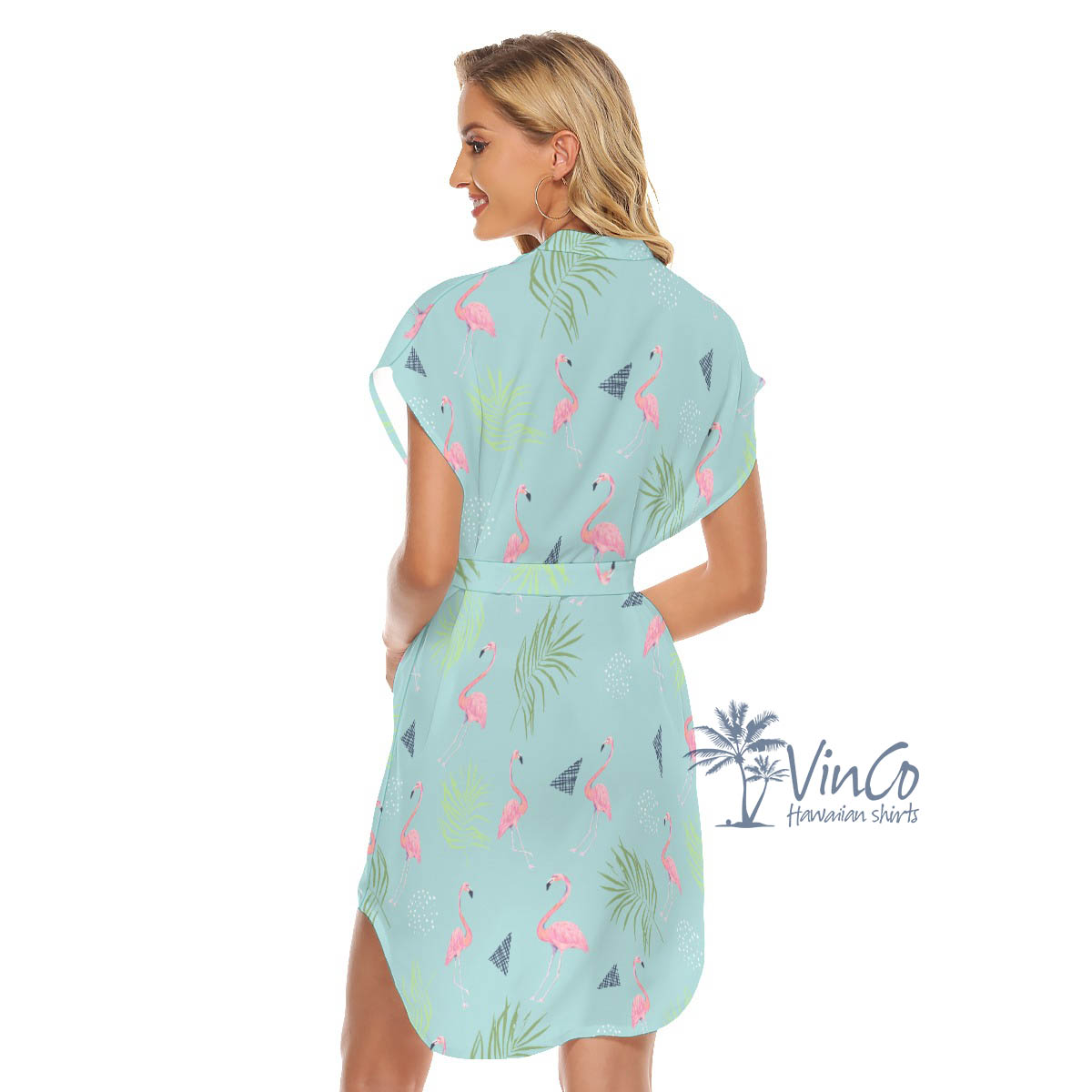 Women's Flamingo Aloha Dress Blue