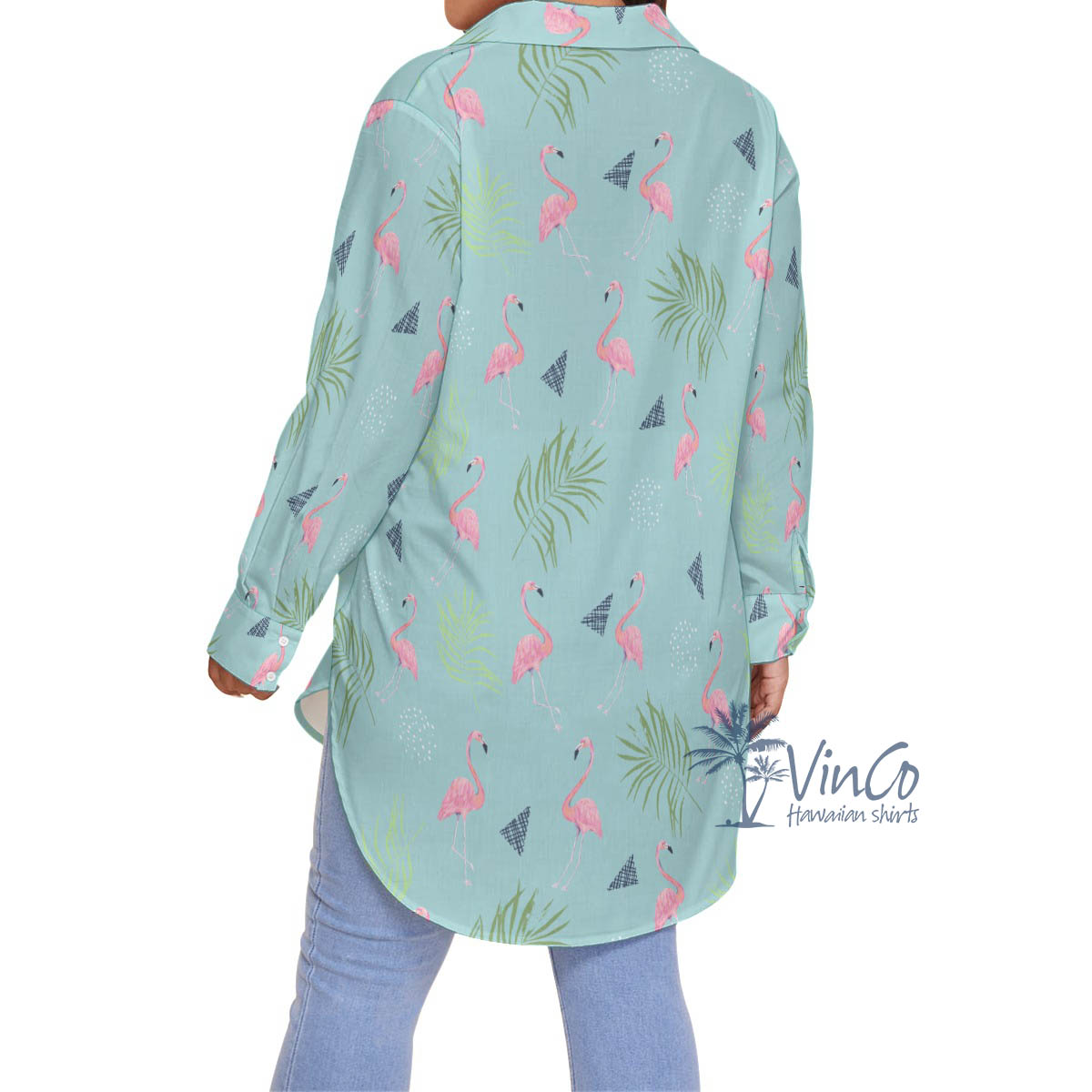 Pink Flamingo Oversize Hawaiian Shirt For Women