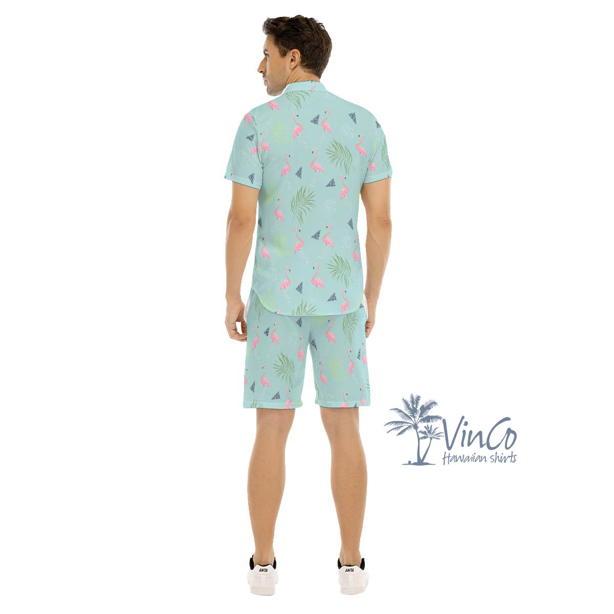 Men's Flamingo Aloha Shirt And Shorts Set